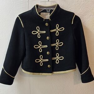 EUC Zara Black and Gold Jacket with Ornate Military Styling